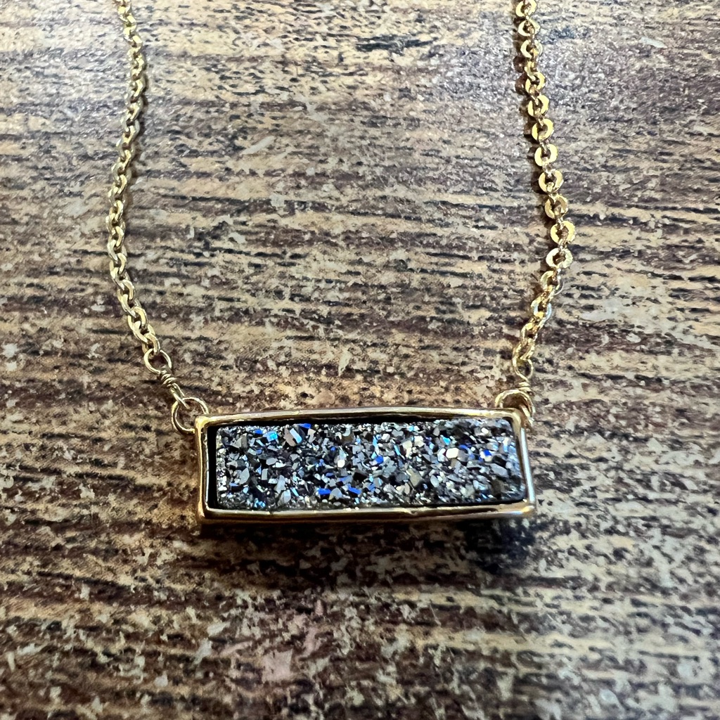 Brenda Grands Gold Necklace With Stone Pendant